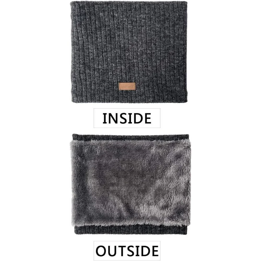 Men's Dark Grey Winter Ski Neck Gaiter Face Scarf Fleece Lined Windproof Scarves